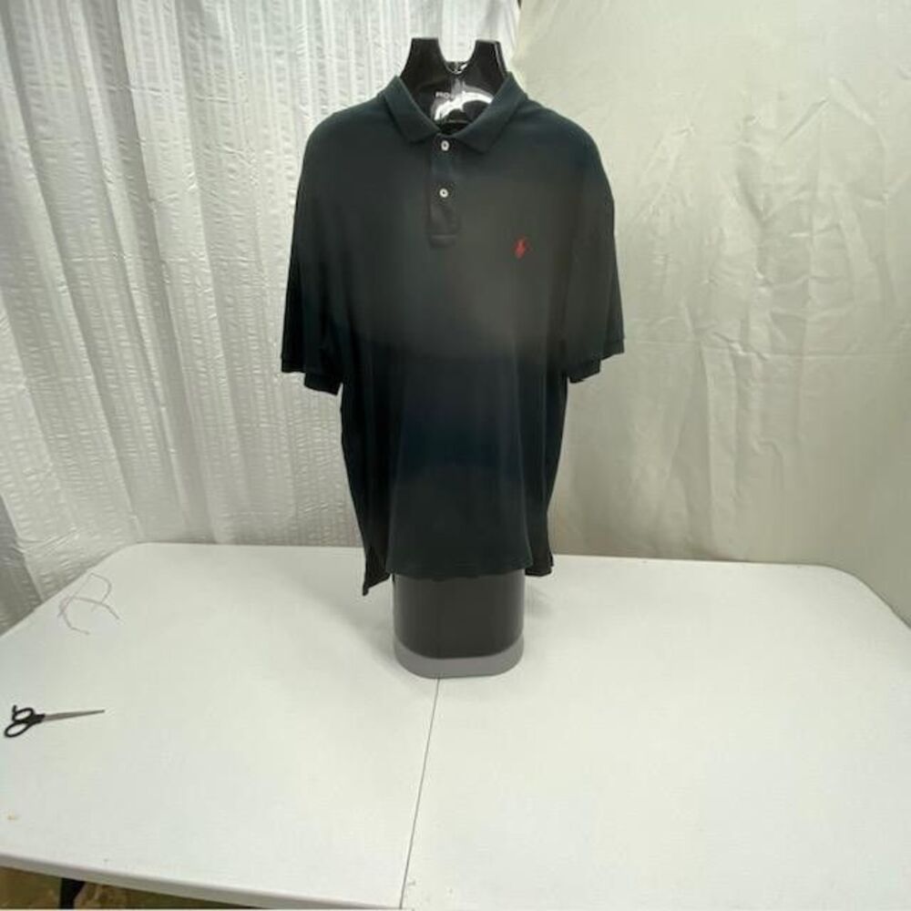Polo Ralph Lauren Mens L Black Red Pony Polo Shirt 100% Cotton Blue Label(373-3)